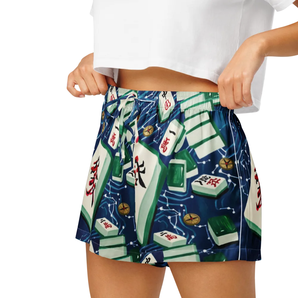 Compass Almanac on Women's Pajama Shorts — Left