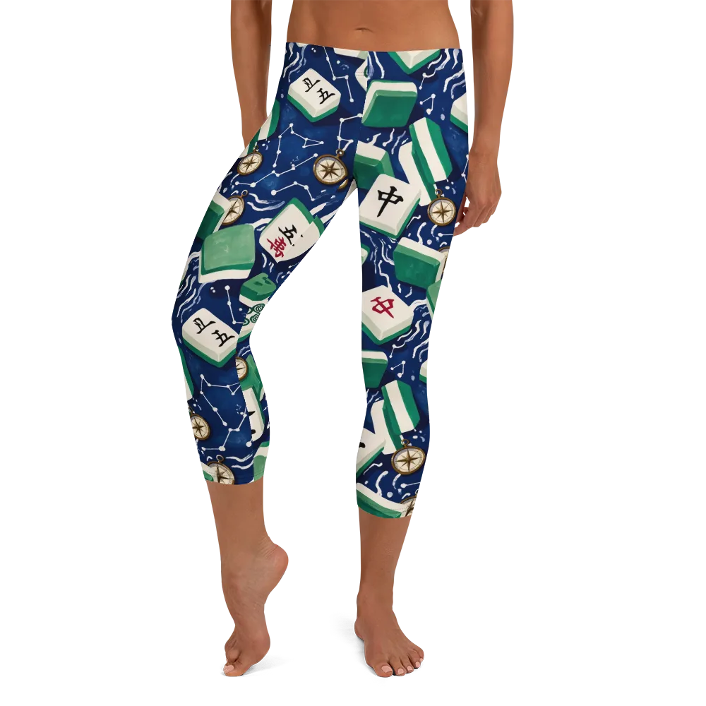 Compass Fortune on Capri Leggings — Front
