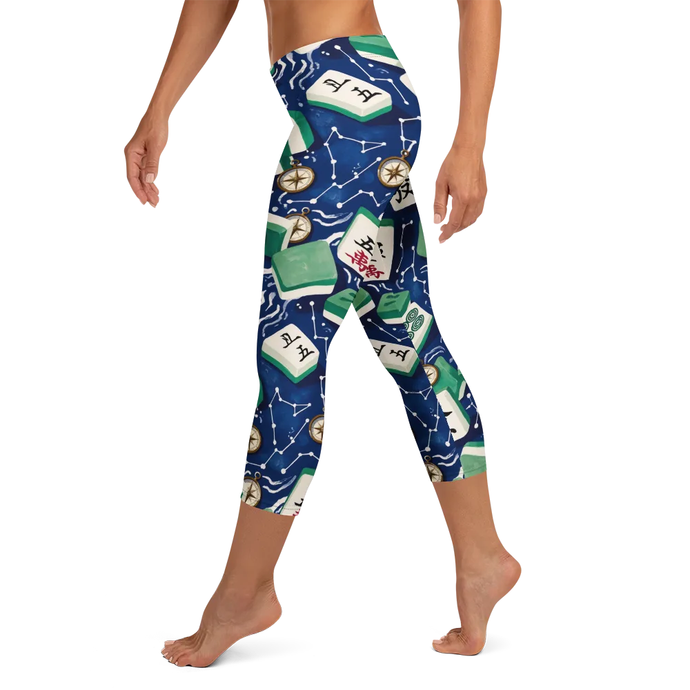 Compass Fortune on Capri Leggings — Left