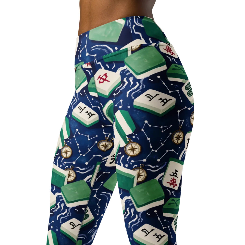Compass Fortune on Yoga Leggings — Left Front