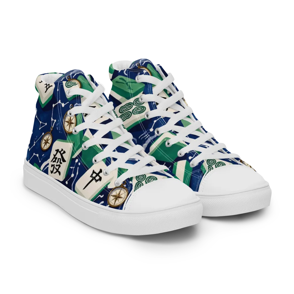 Compass Fortune on Men's High Top Canvas Shoes — Right Front