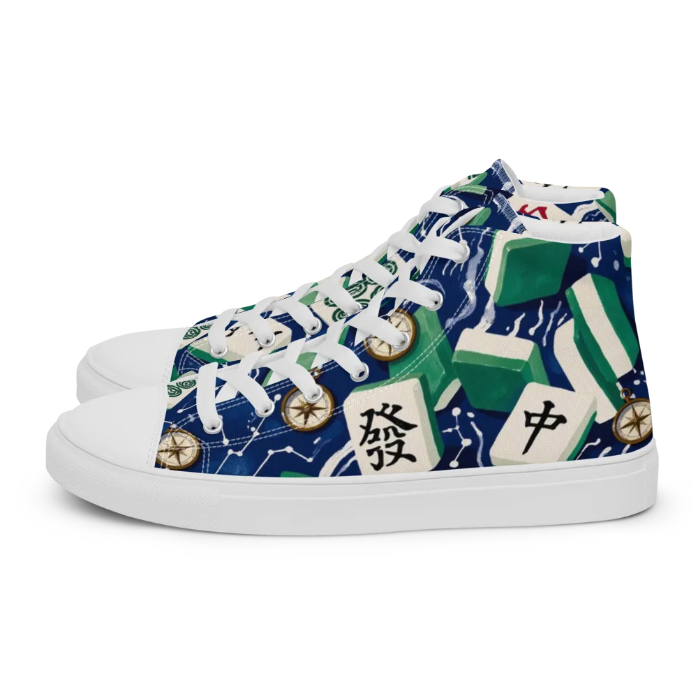 Compass Fortune on Men's High Top Canvas Shoes — Left