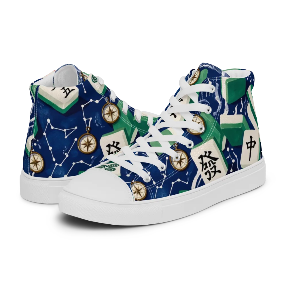 Compass Fortune on Men's High Top Canvas Shoes — Left