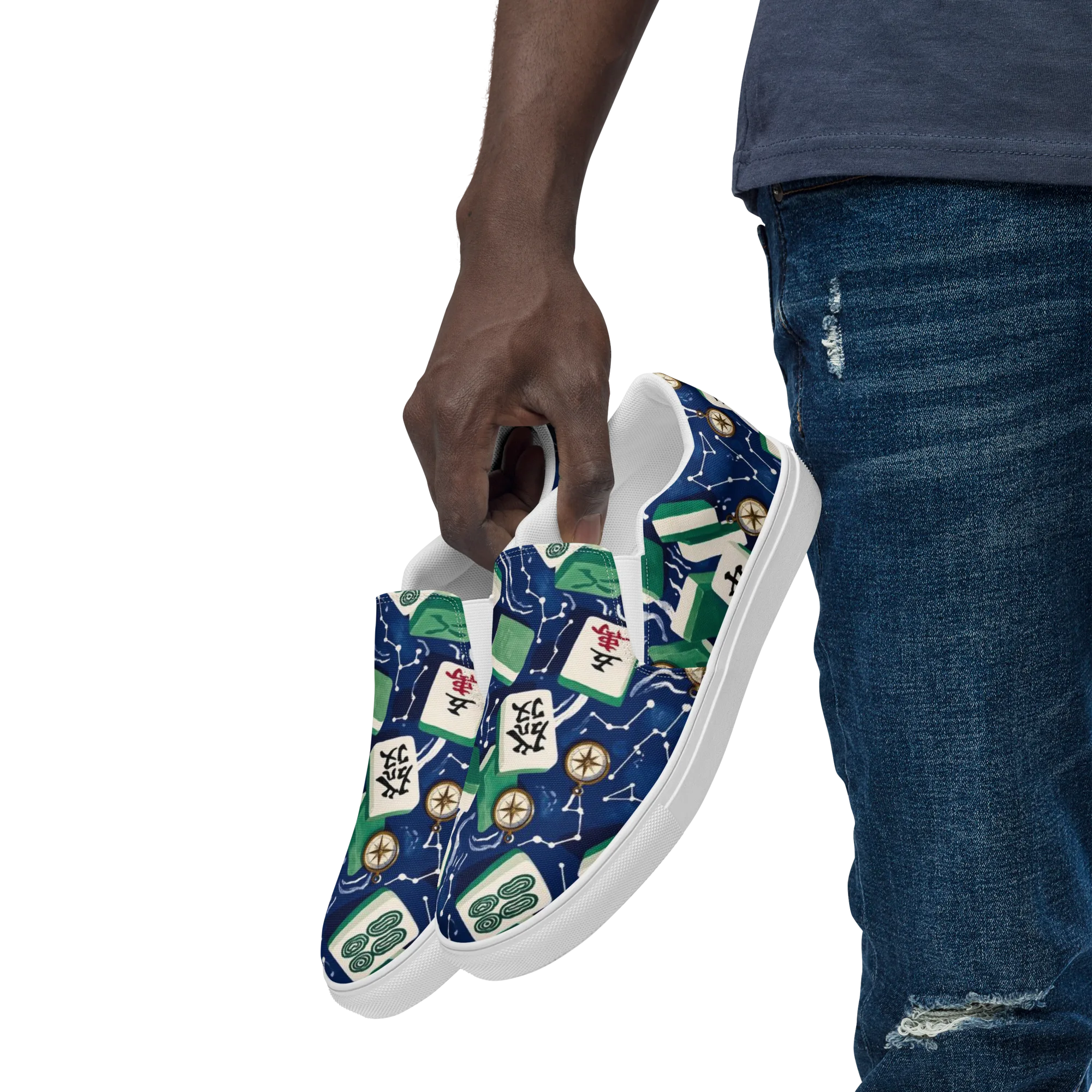 Compass Fortune on Men's Slip-On Canvas Shoes — Left Front
