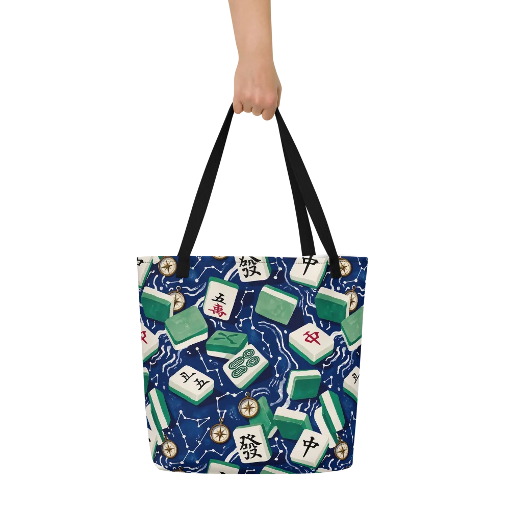 Compass Fortune on Large Tote Bag W/ Pocket — Front