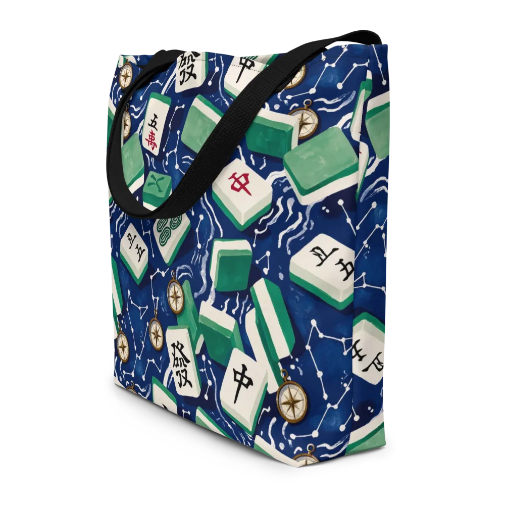 Compass Fortune on Large Tote Bag W/ Pocket — Front