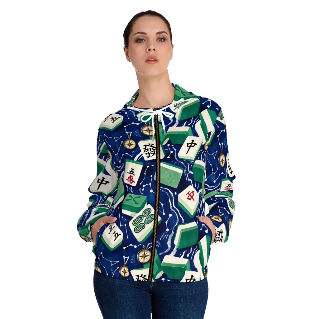 Compass Fortune on Women's Full-Zip Hoodie — Front On Person