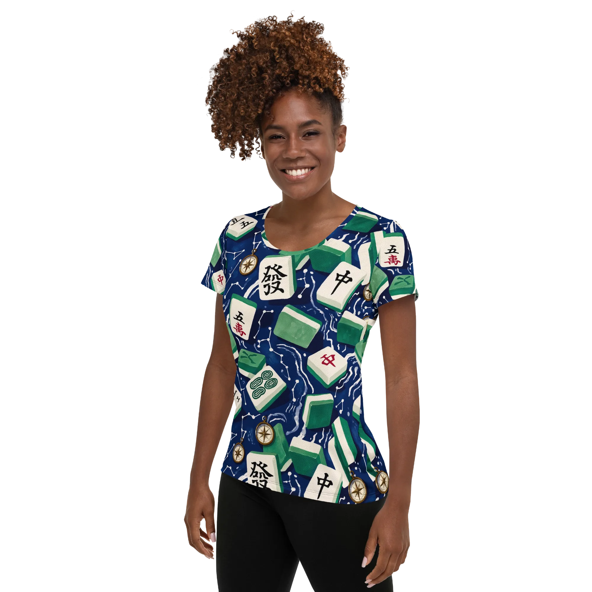 Compass Fortune on Women's Athletic T-Shirt — Left