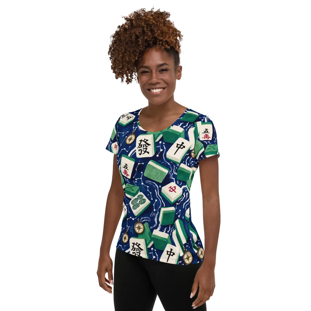 Compass Fortune on Women's Athletic T-Shirt — Left