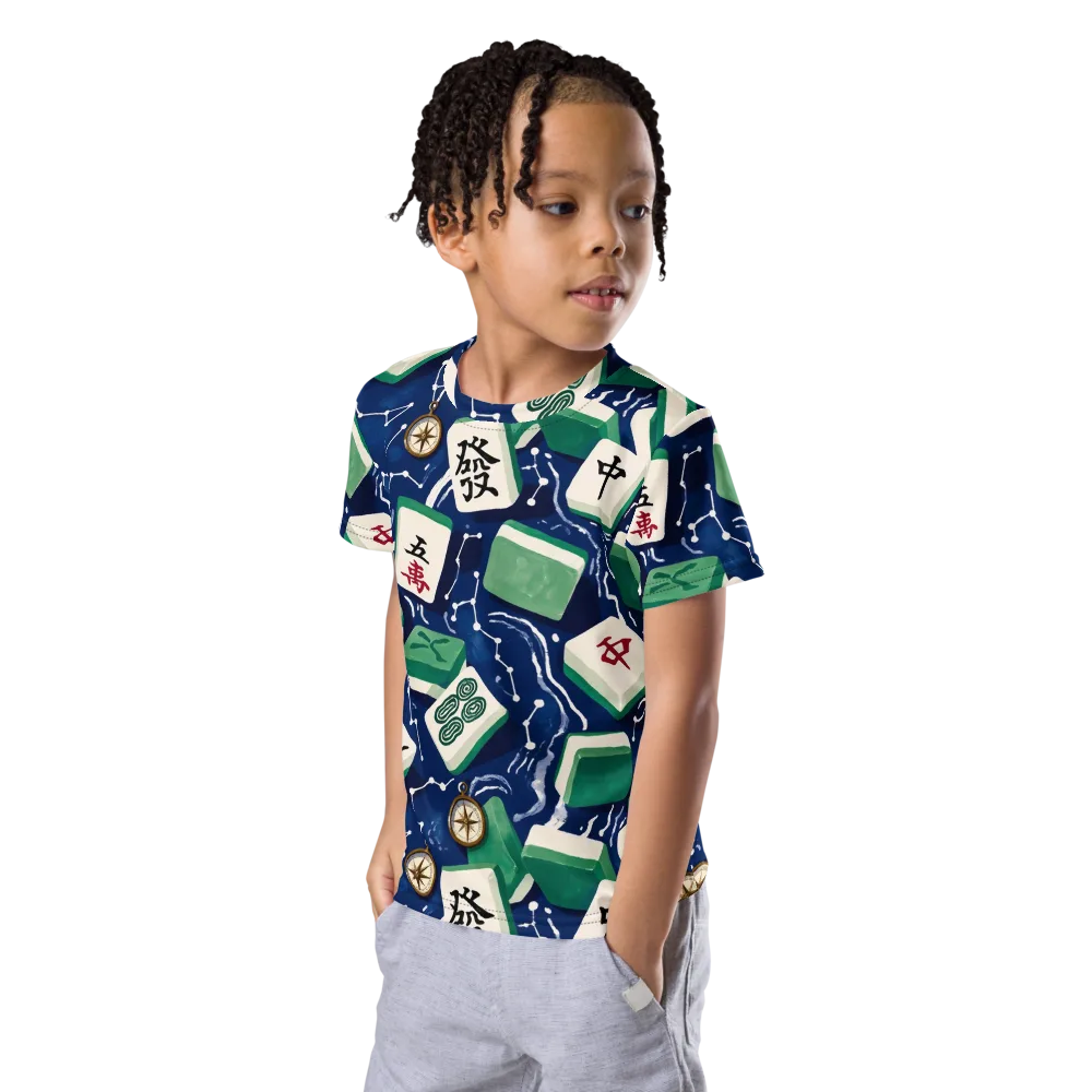 Compass Fortune on Kids Crew Neck T-Shirt — Left Front