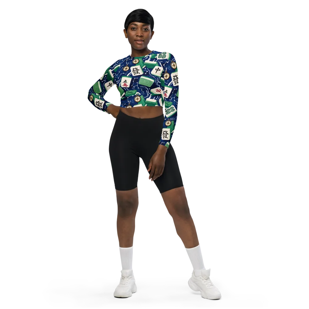 Compass Fortune on Long Sleeve Crop Top — Front