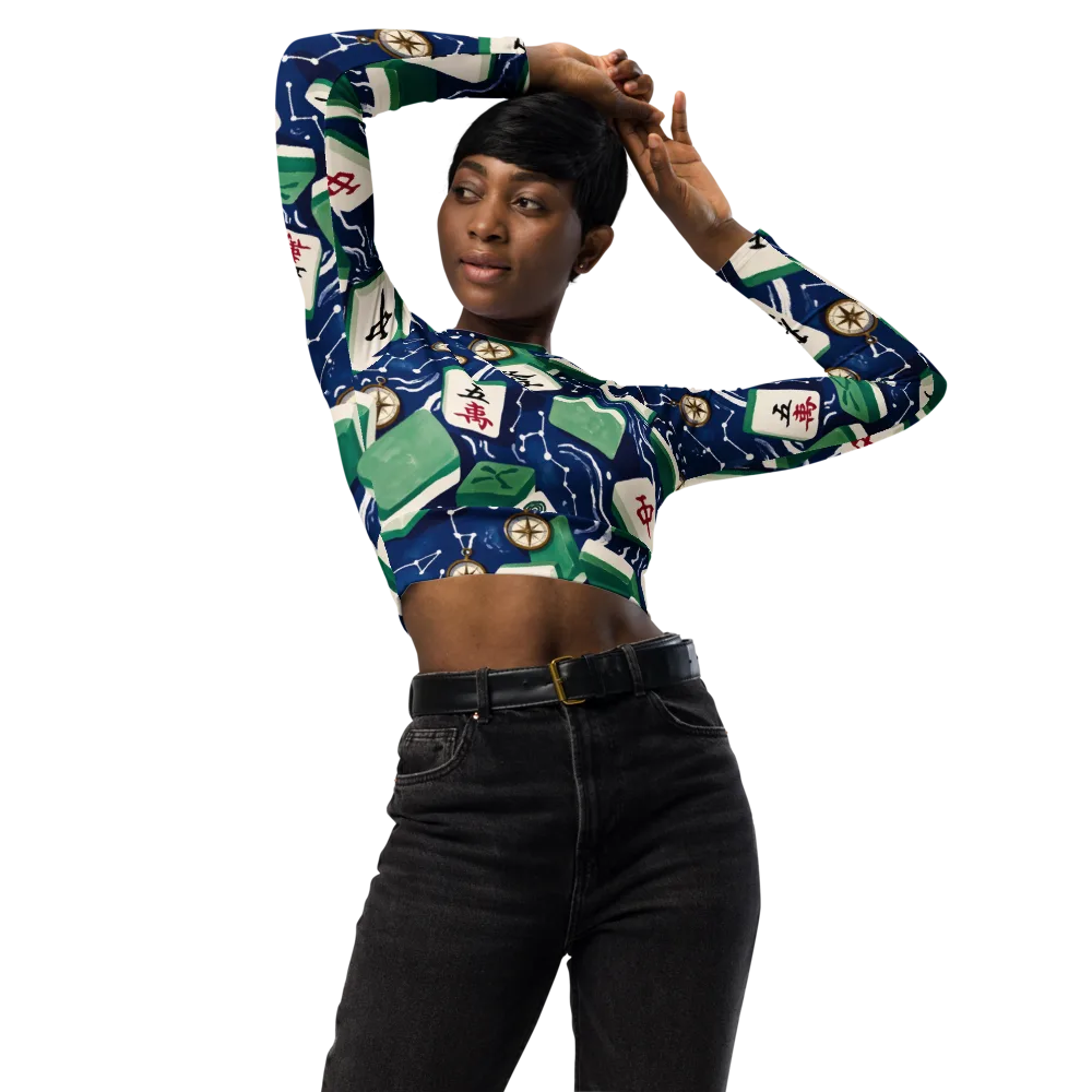 Compass Fortune on Long Sleeve Crop Top — Front