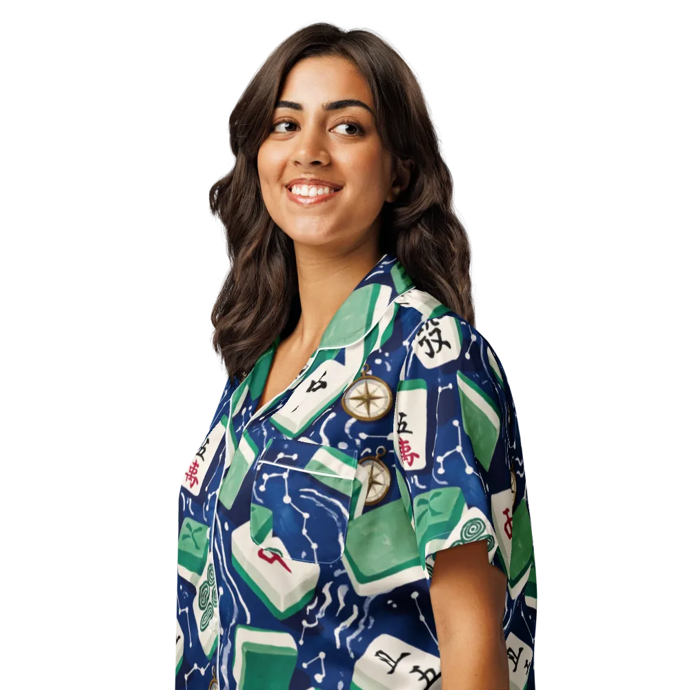 Compass Fortune on Women's Short Sleeve Pajama Top — Left Front