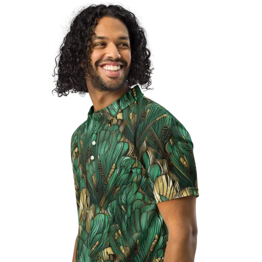 Verdant Deco on a Men's Slim Fit Polo Shirt