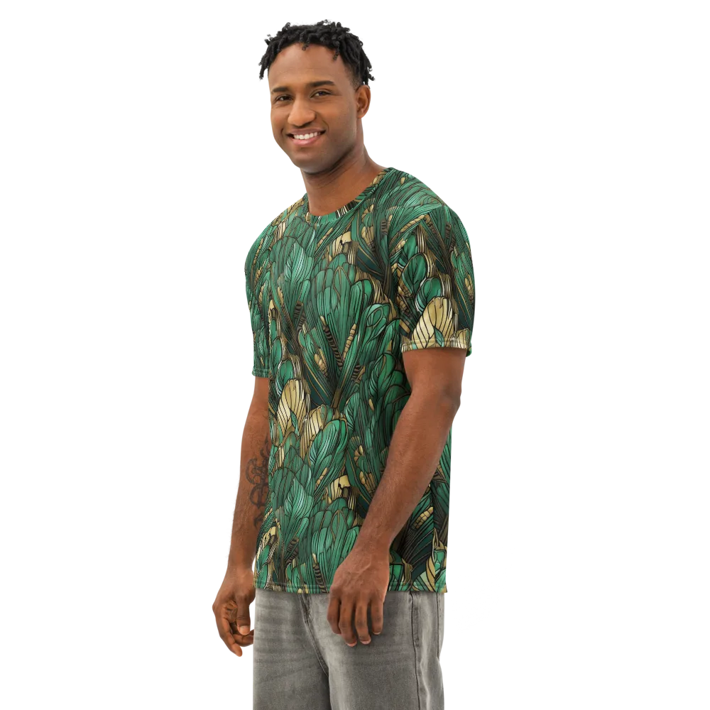 Verdant Deco on Men's Cotton Crew Neck T-Shirt — Left Front