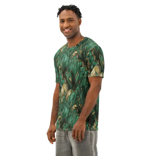 Verdant Deco on a Men's Cotton Crew Neck T-Shirt