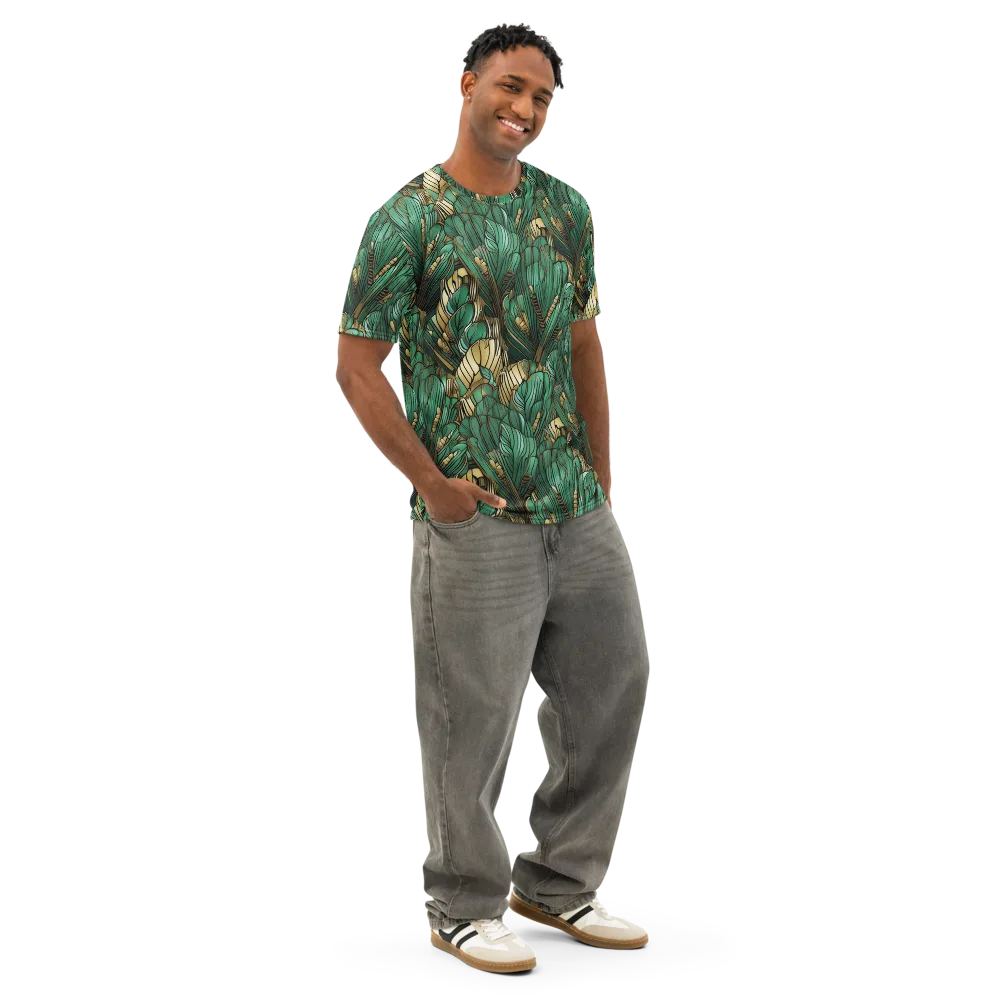 Verdant Deco on Men's Cotton Crew Neck T-Shirt — Right Front