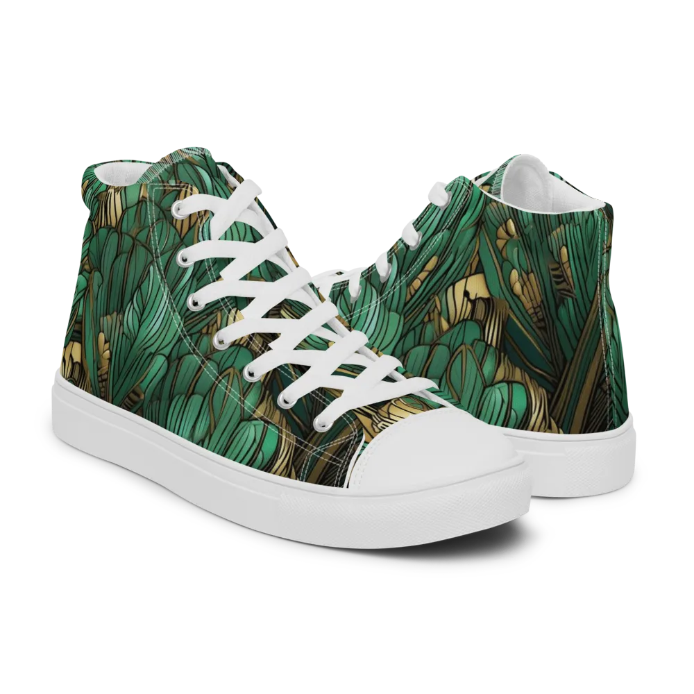 Verdant Deco on Men's High Top Canvas Shoes — Right