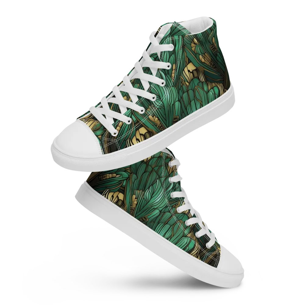Verdant Deco on Men's High Top Canvas Shoes — Front