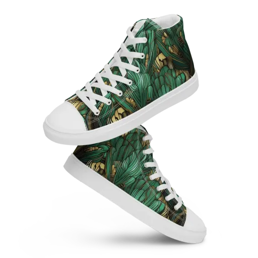 Verdant Deco on a Men's High Top Canvas Shoes