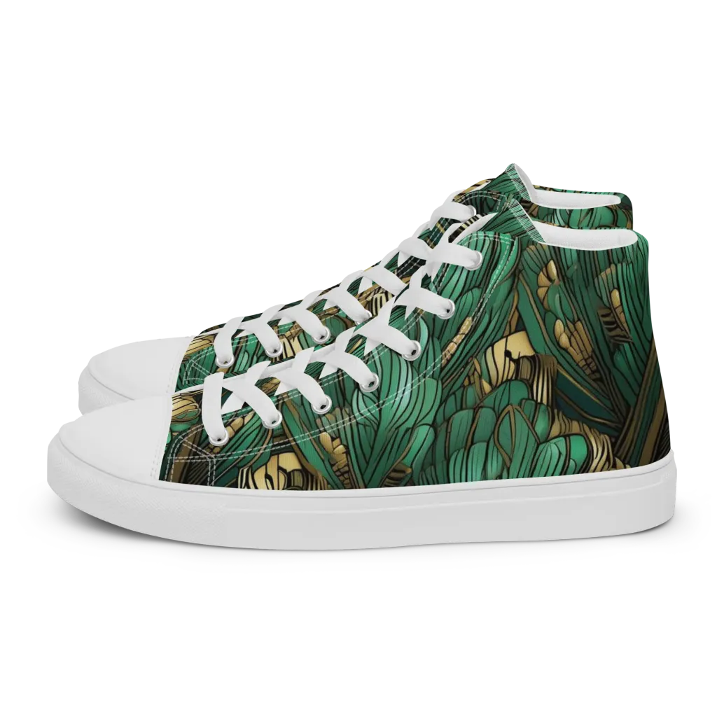 Verdant Deco on Women's High Top Canvas Shoes — Left