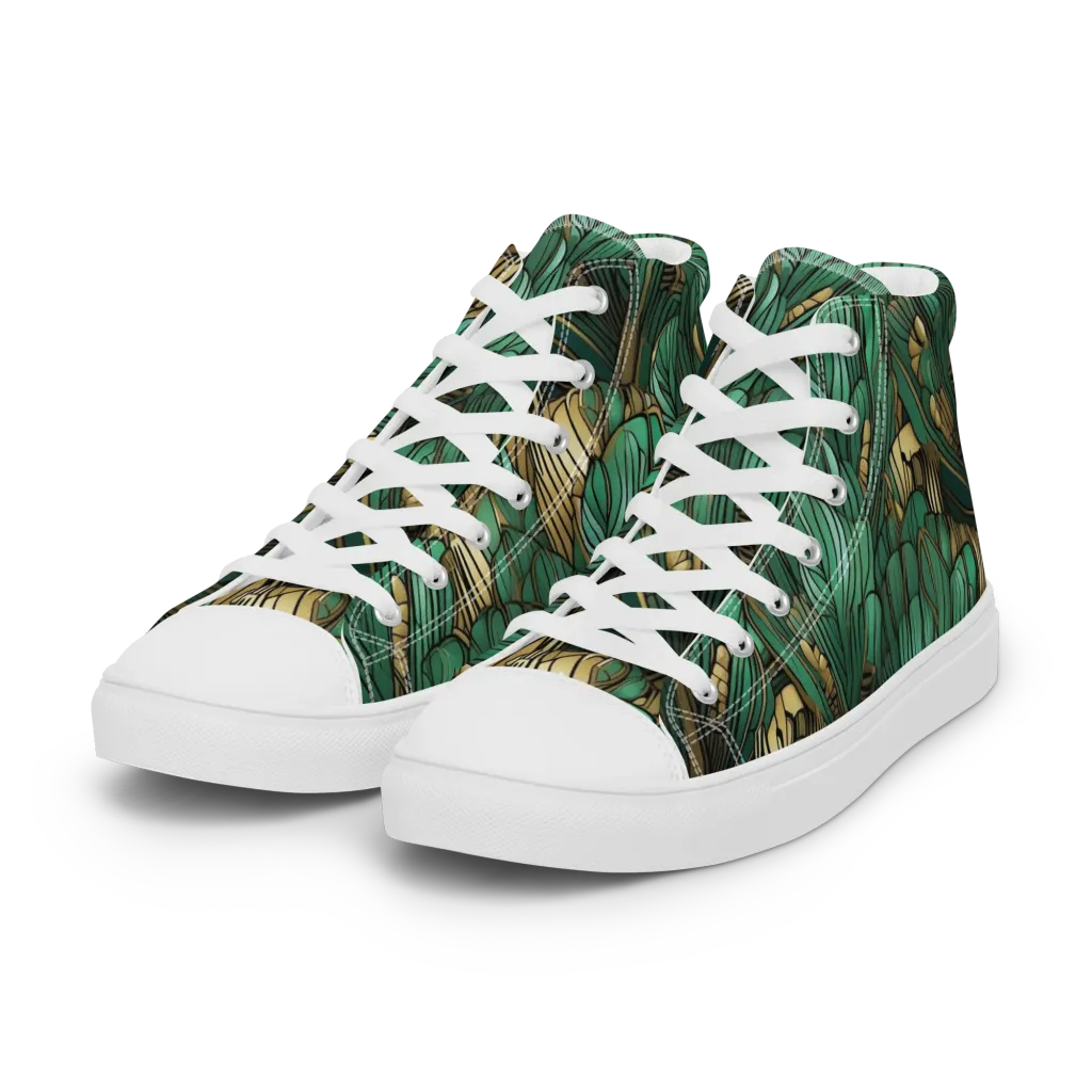 Verdant Deco on Women's High Top Canvas Shoes — Left Front