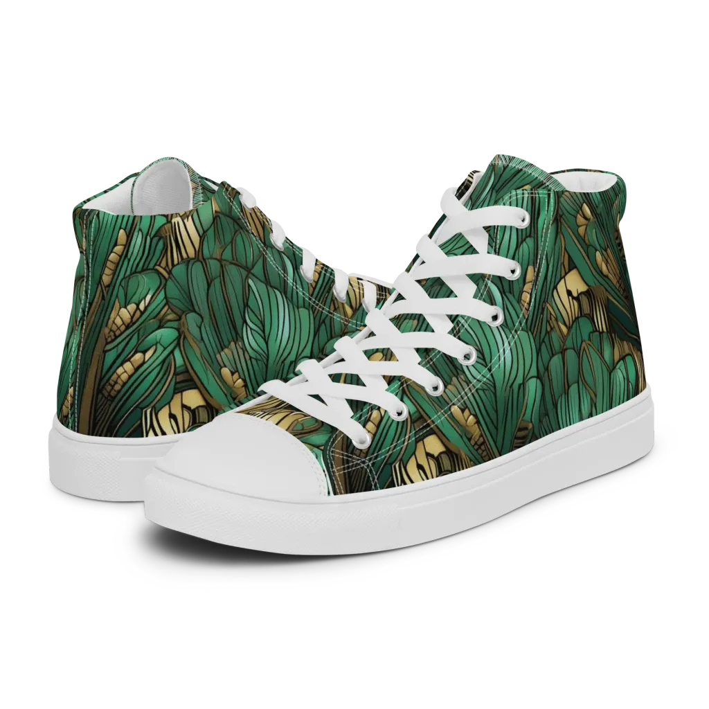 Verdant Deco on Women's High Top Canvas Shoes — Left