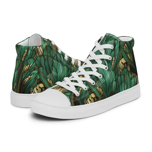 Verdant Deco on a Women's High Top Canvas Shoes