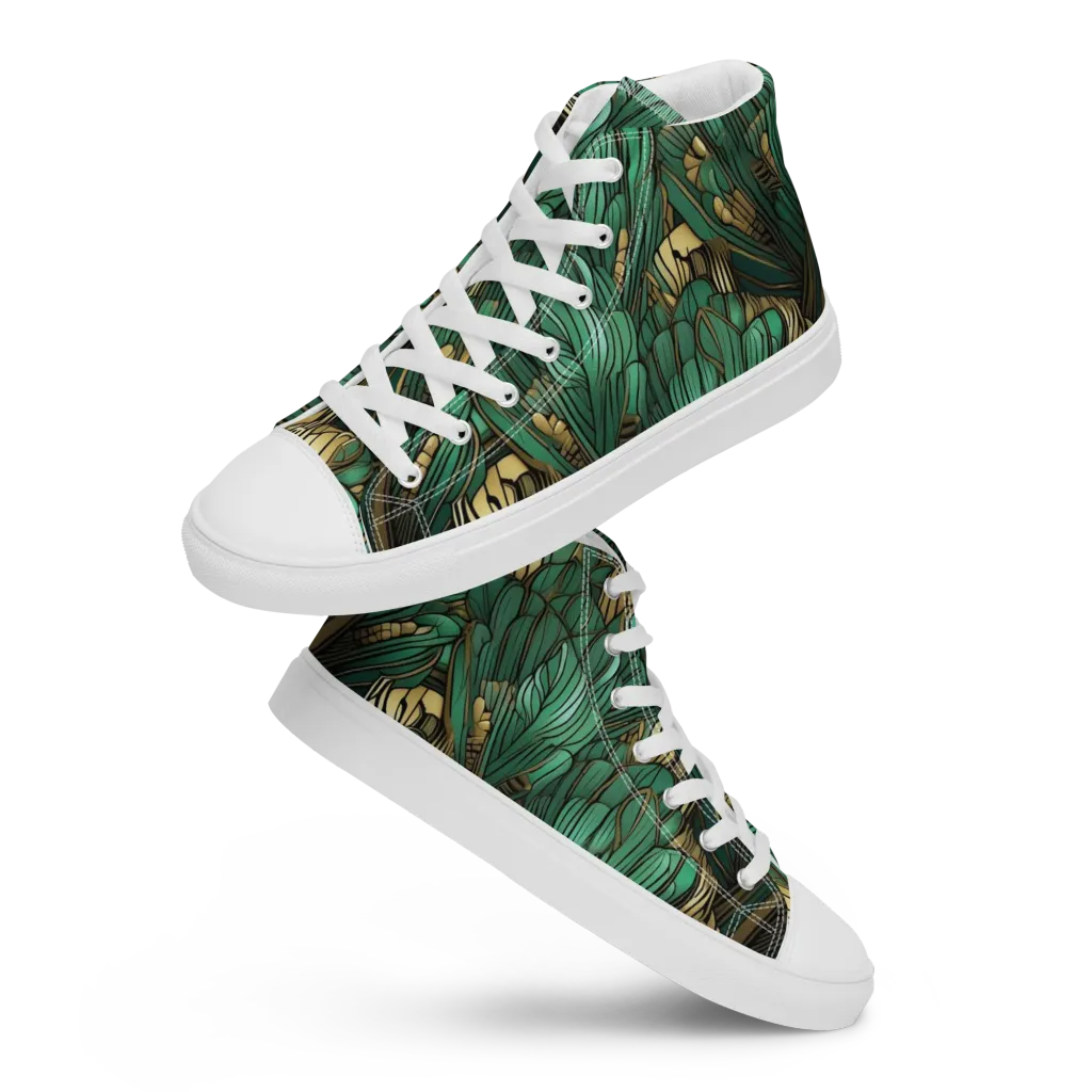 Verdant Deco on Women's High Top Canvas Shoes — Front