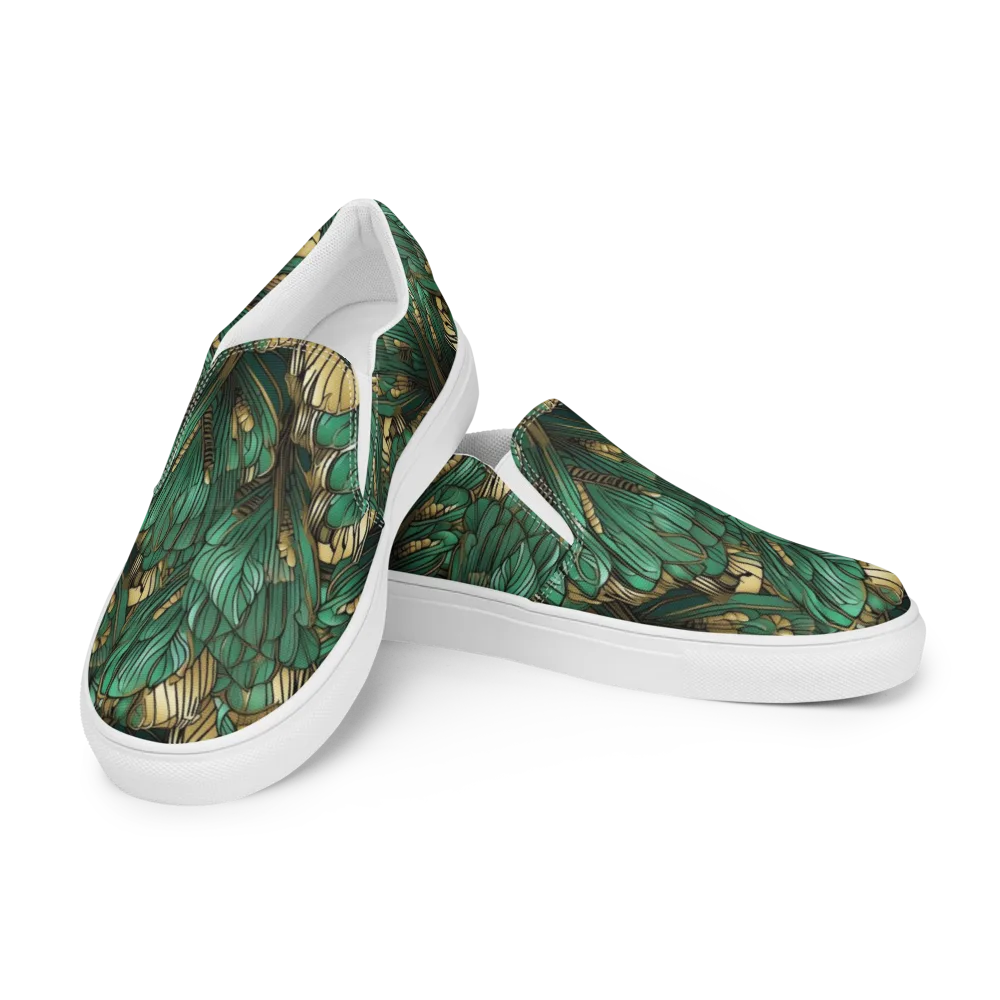 Verdant Deco on Men's Slip-On Canvas Shoes — Left Front