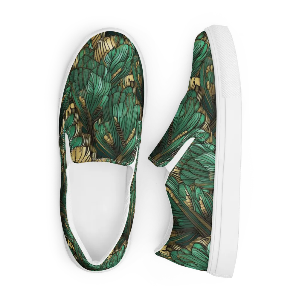 Verdant Deco on Men's Slip-On Canvas Shoes — Front