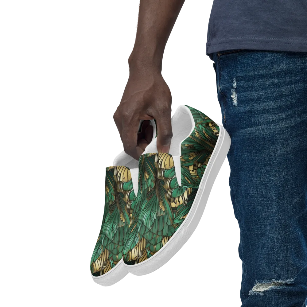 Verdant Deco on Men's Slip-On Canvas Shoes — Left Front