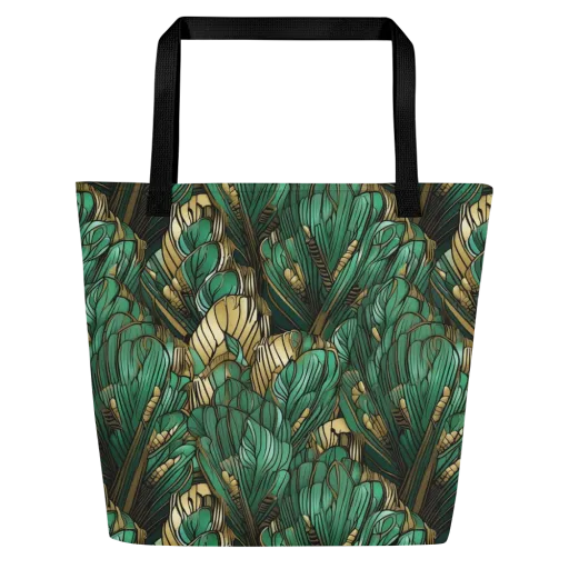Verdant Deco on a Large Tote Bag W/ Pocket