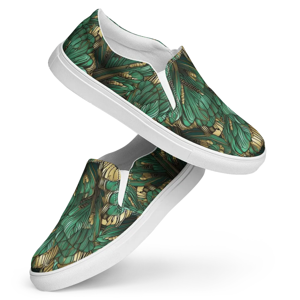 Verdant Deco on Women's Slip-On Canvas Shoes — Front