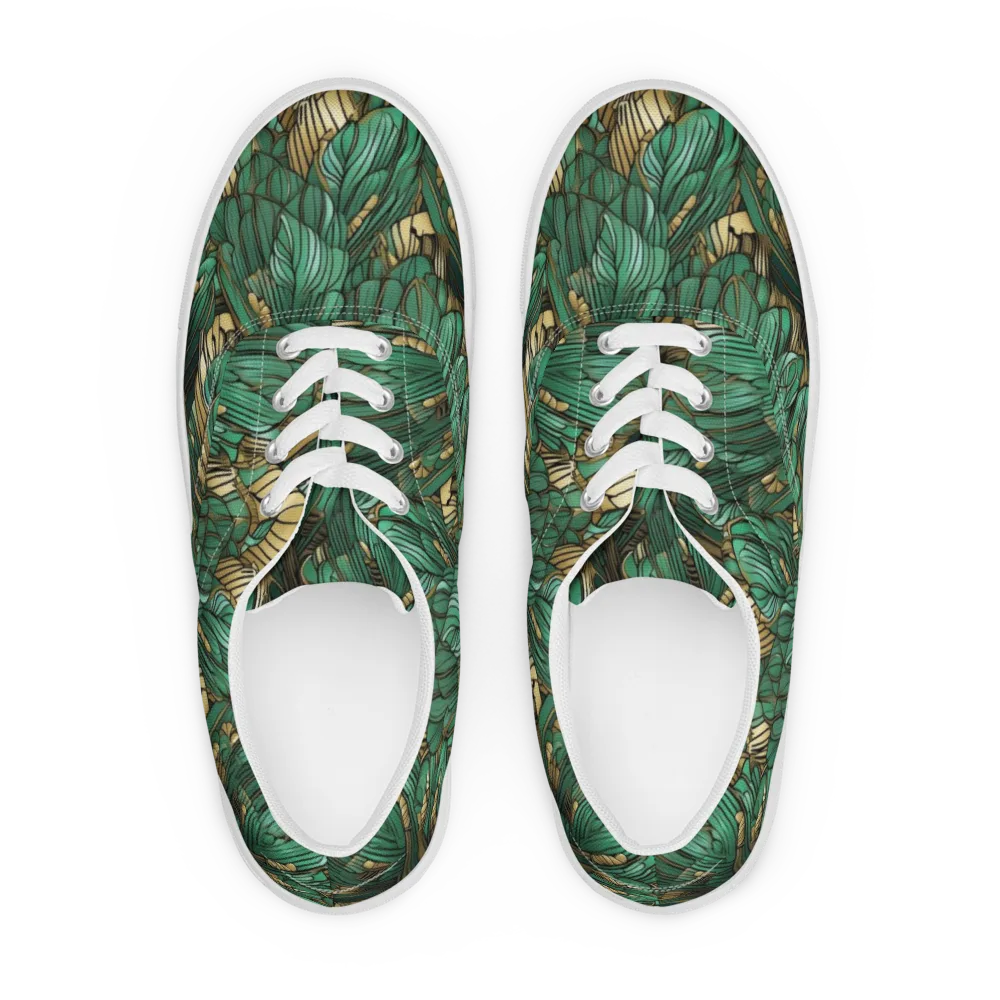 Verdant Deco on Men's Lace-Up Canvas Shoes — Front