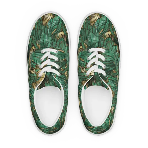 Verdant Deco on a Men's Lace-Up Canvas Shoes