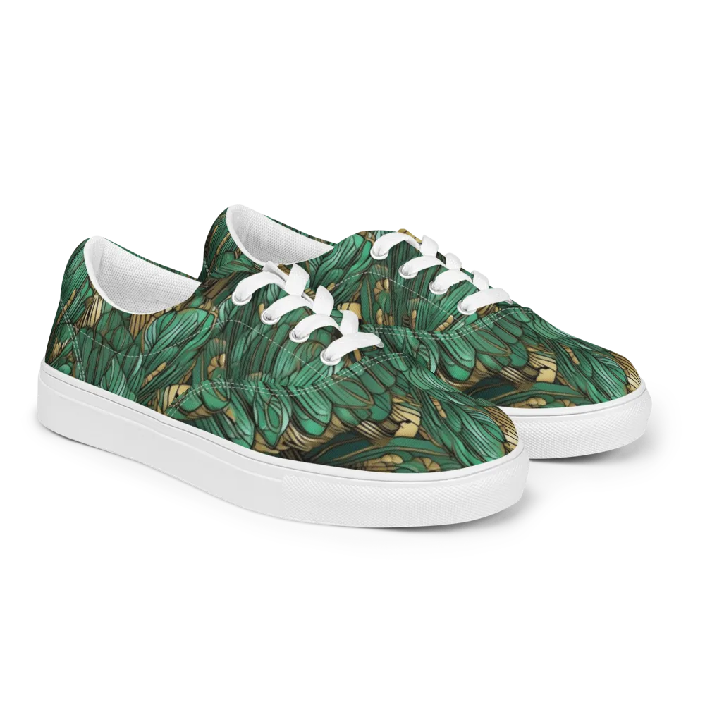 Verdant Deco on Men's Lace-Up Canvas Shoes — Right Front