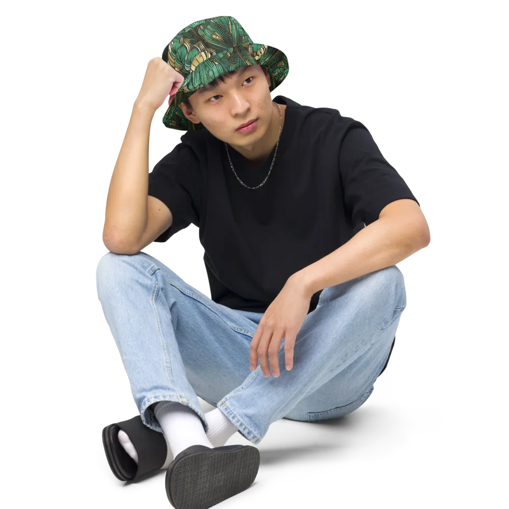 Verdant Deco on Reversible Bucket Hat — Front 2 Inside