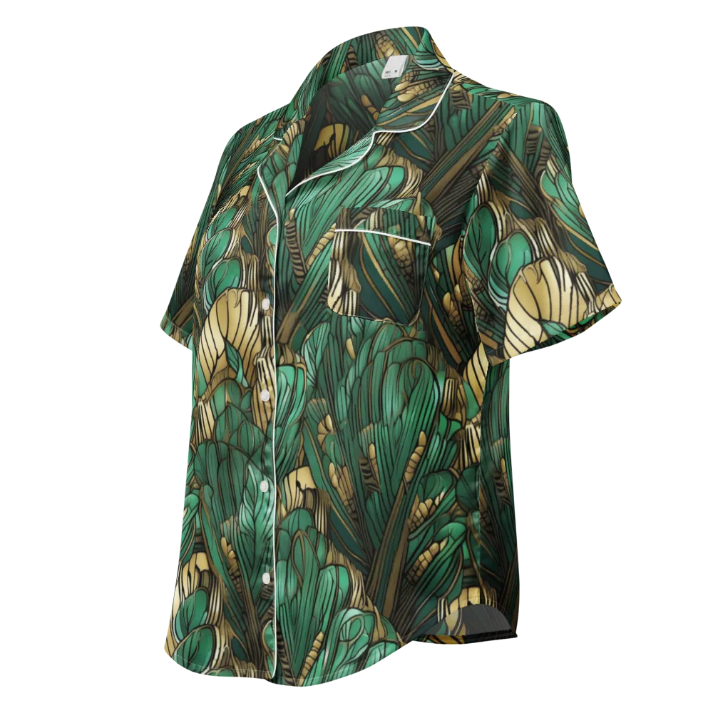 Verdant Deco on Women's Short Sleeve Pajama Top — Left Front