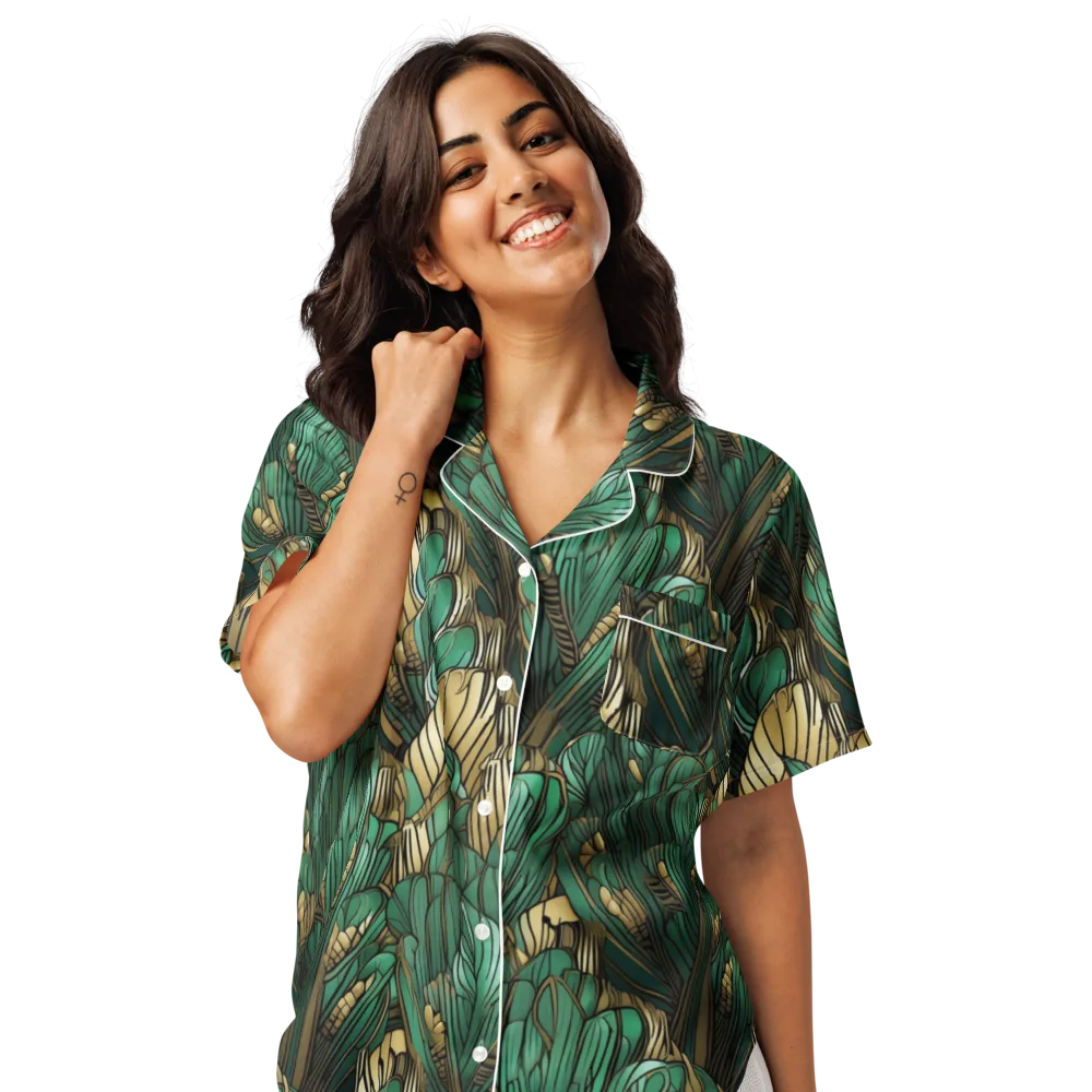 Verdant Deco on Women's Short Sleeve Pajama Top — Front
