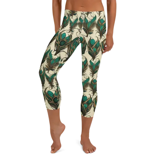 Emerald Plume on a Capri Leggings