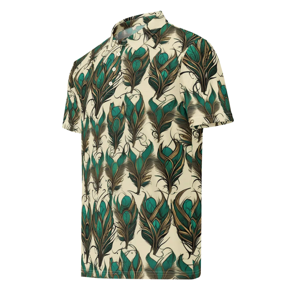Emerald Plume on Men's Slim Fit Polo Shirt — Left Front