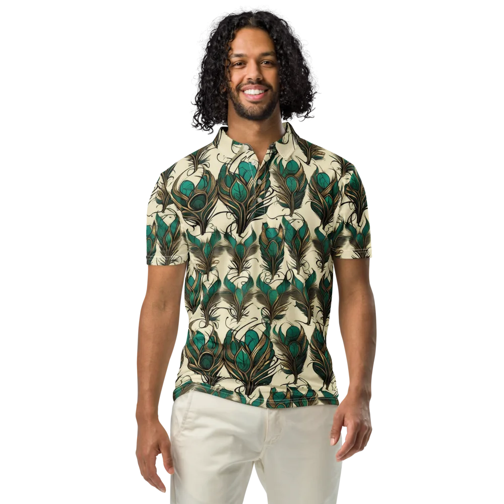 Emerald Plume on Men's Slim Fit Polo Shirt — Front