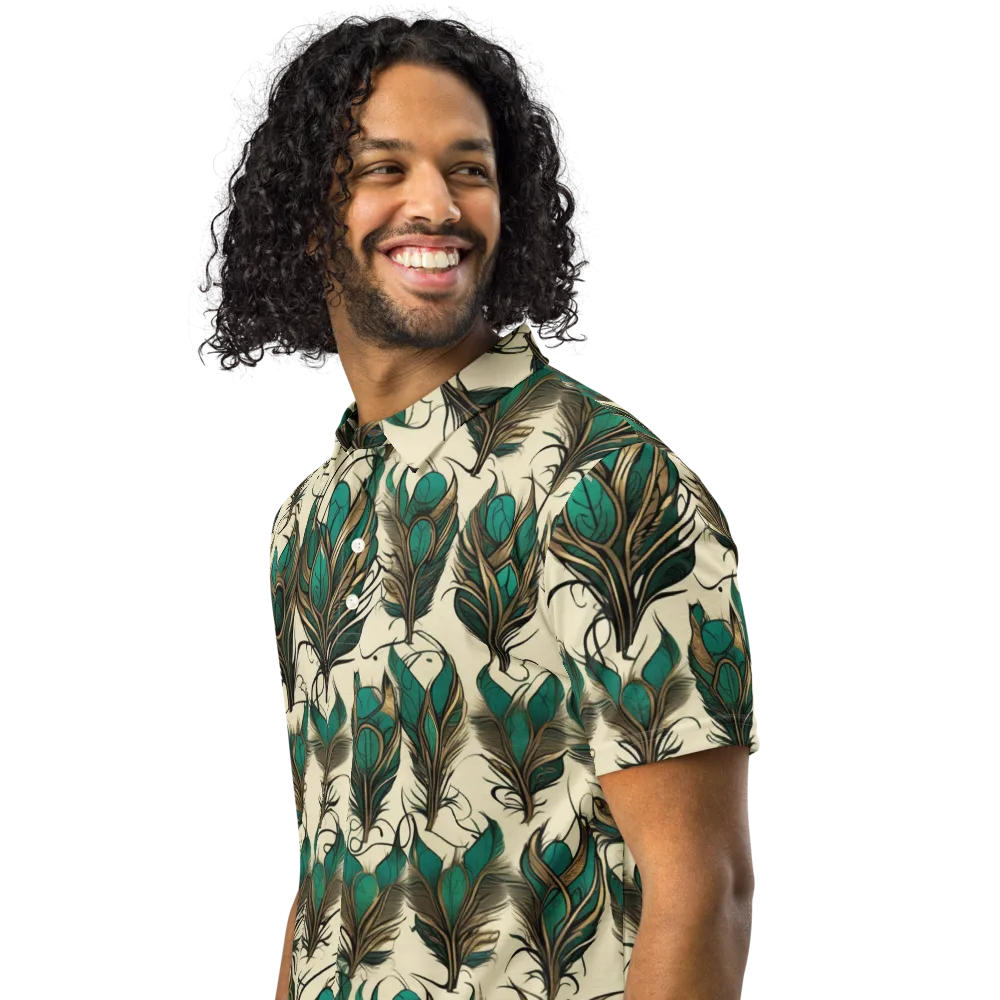 Emerald Plume on Men's Slim Fit Polo Shirt — Left Front