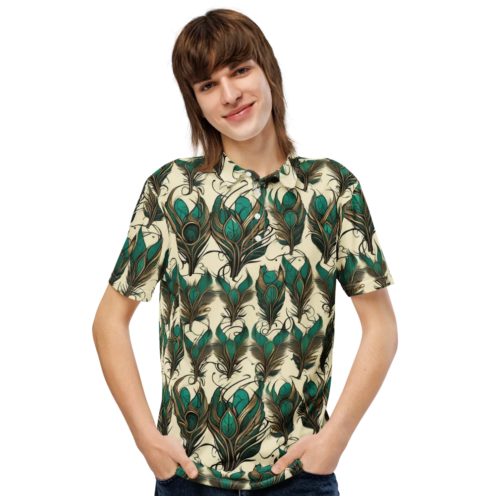 Emerald Plume on Men's Slim Fit Polo Shirt — Front
