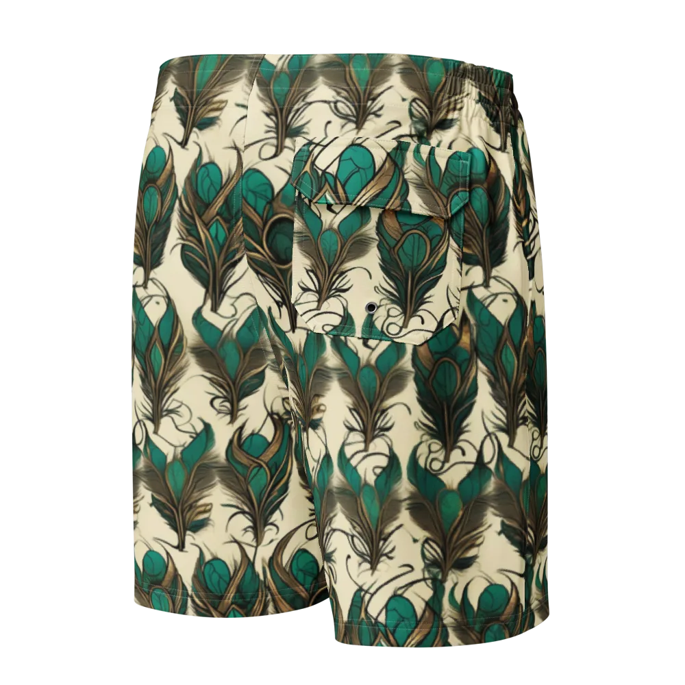Emerald Plume on Men's Board Shorts — Back