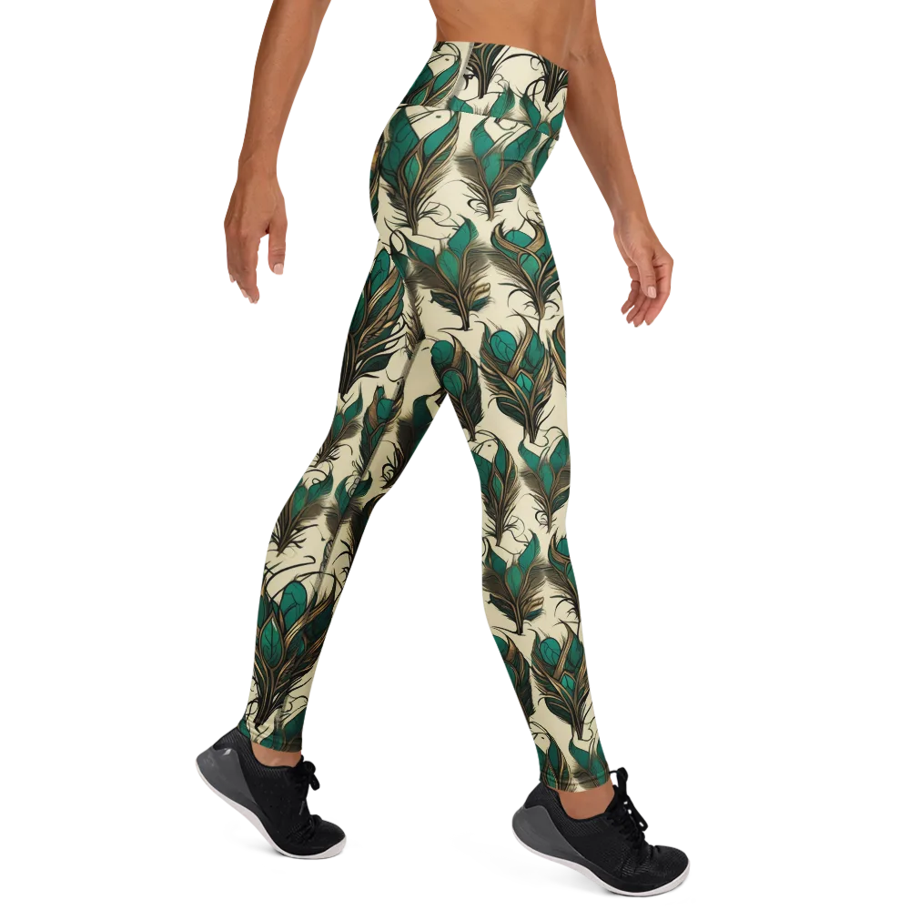 Emerald Plume on Yoga Leggings — Right