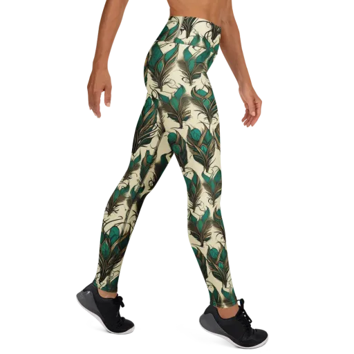 Emerald Plume on a Yoga Leggings
