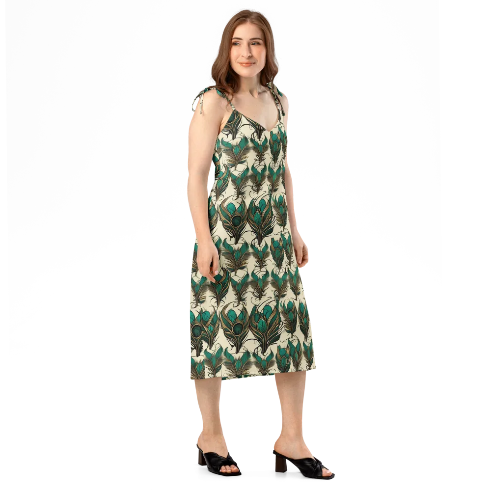Emerald Plume on Slip Dress — Right Front