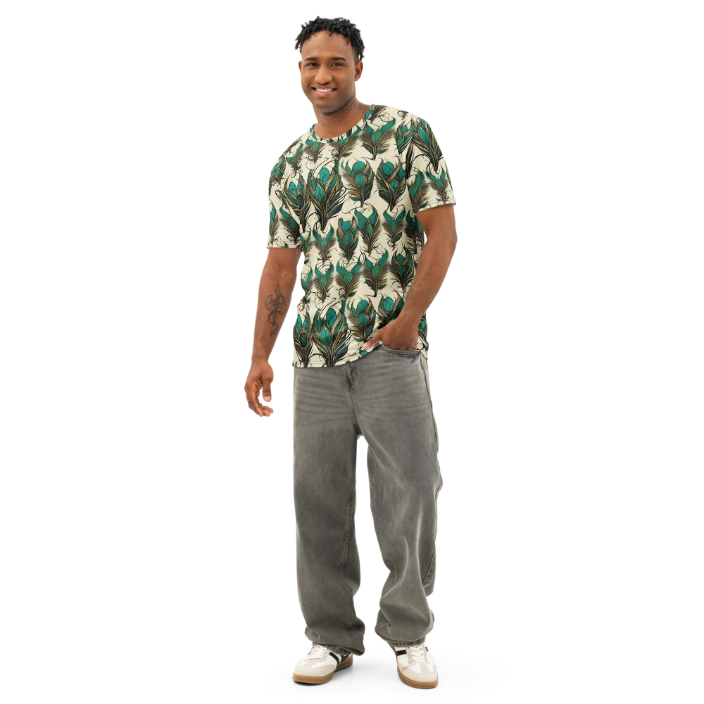 Emerald Plume on Men's Cotton Crew Neck T-Shirt — Front
